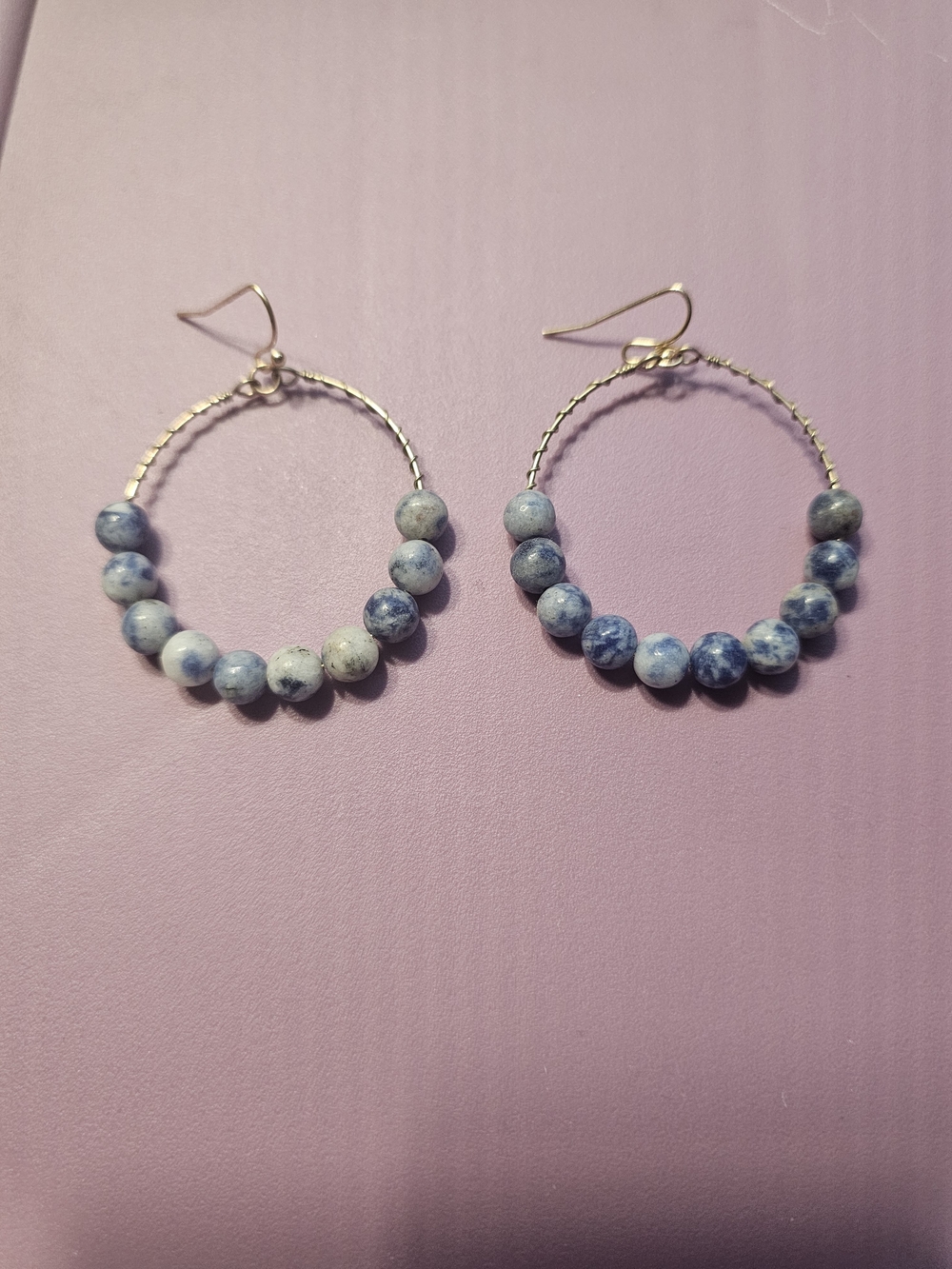 Blue Beaded Hoop Earrings - Women Jewelry